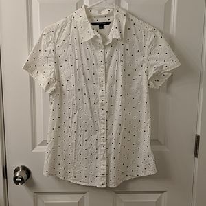 Tommy Hilfinger button up collared top, polka dots